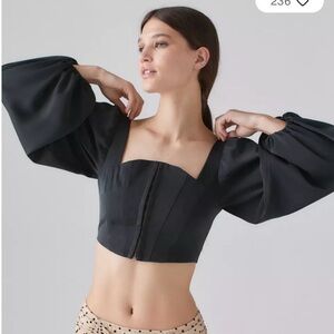 Urban Outfitters Dark Green Puff Sleeve Blouse